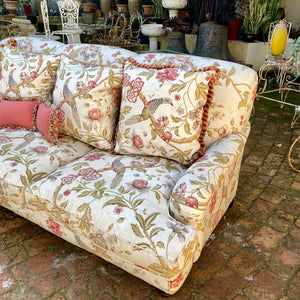 Vintage Upholstered Sofa with Feather Cushions