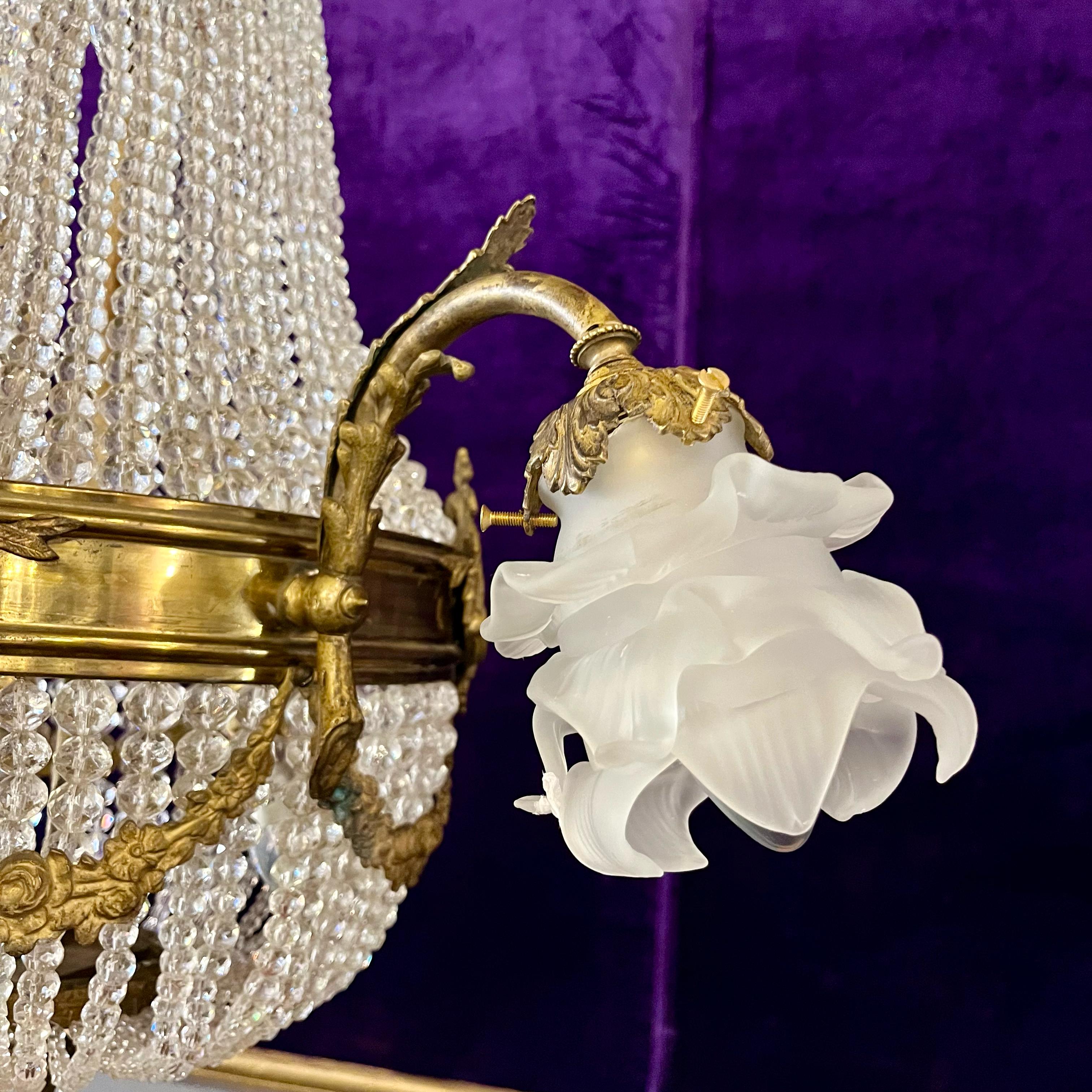 Empire Style Gilt Bronze and Crystal Chandelier, c. Early 20th Century