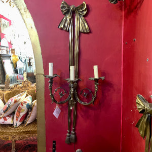 Large Cast Brass Bow Wall Sconce