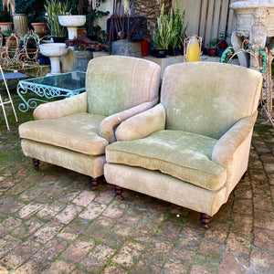 Pair of Vintage Velvet Upholstered Armchairs