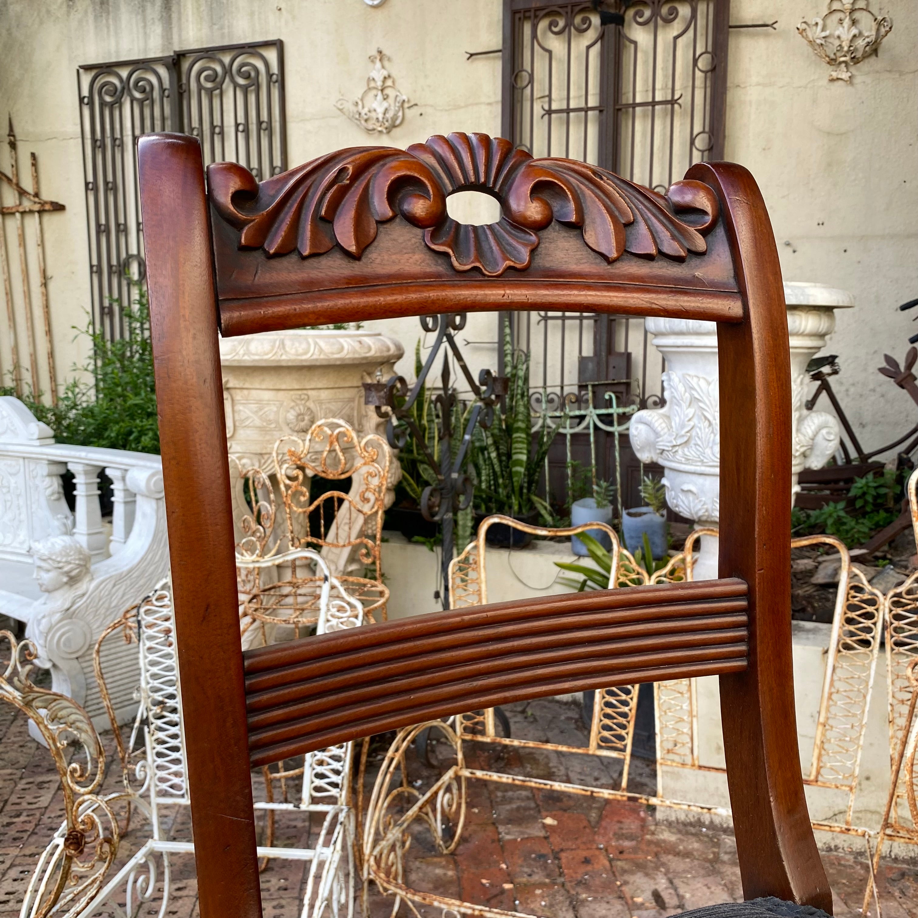 Set of Six Antique Carved Mahogany Dining Chairs