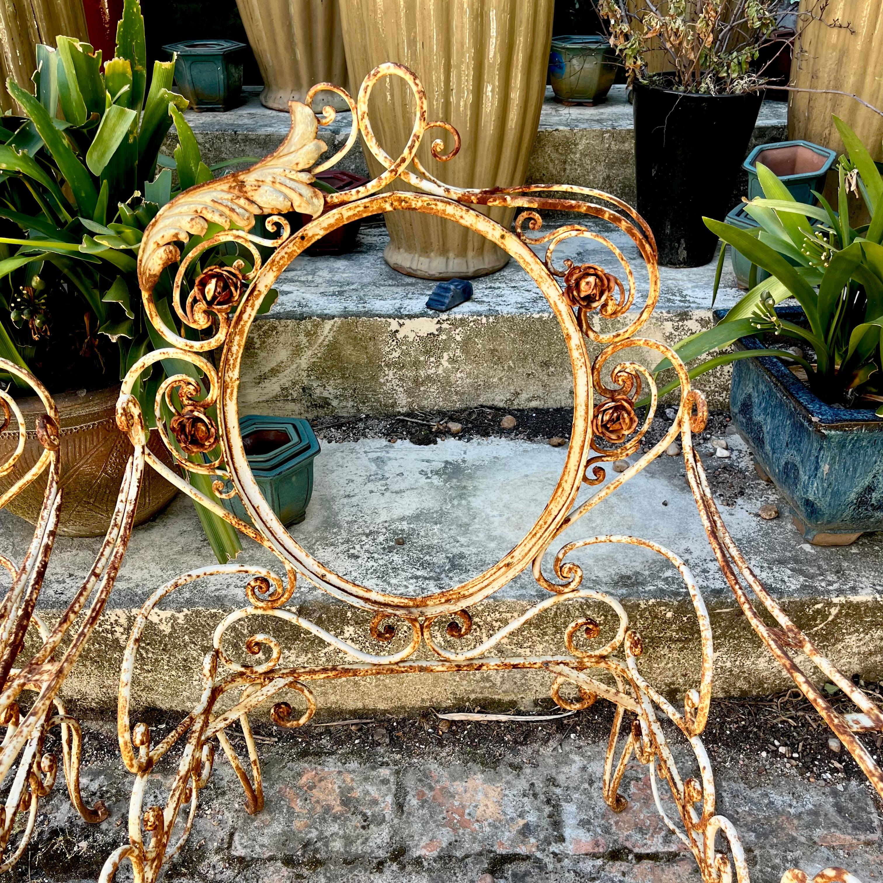 Ornate Wrought Iron Scrollwork Garden Armchairs