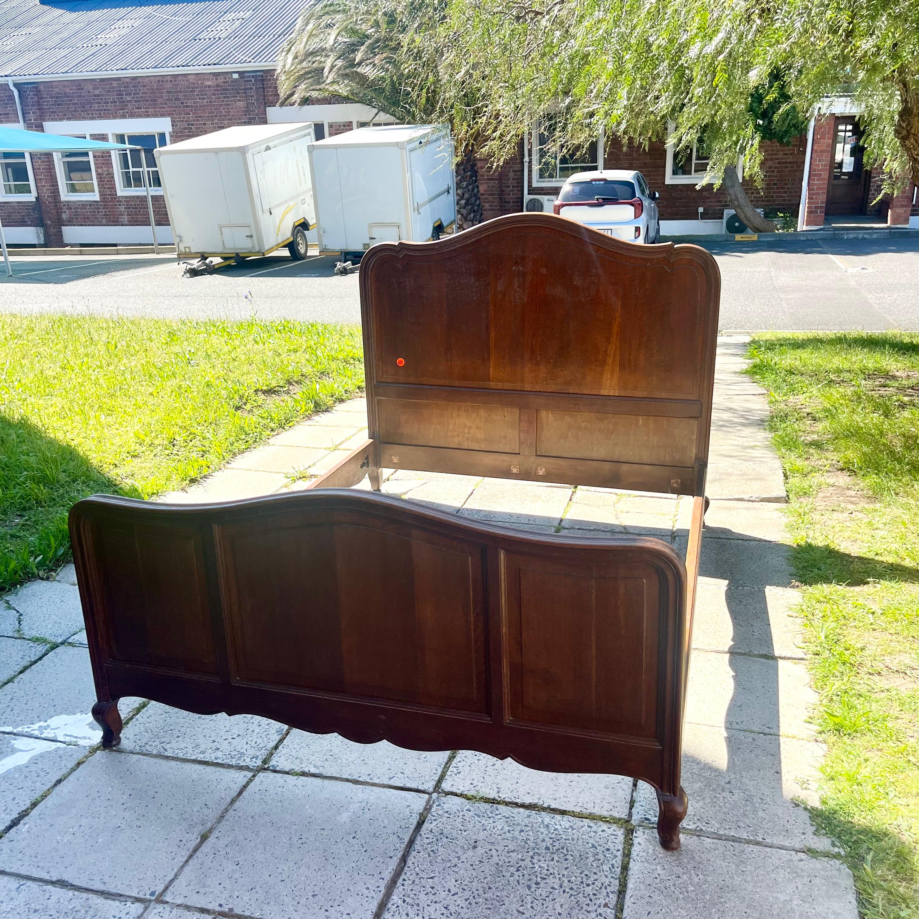 Antique Mahogany Dark Wood Double Bed Frame