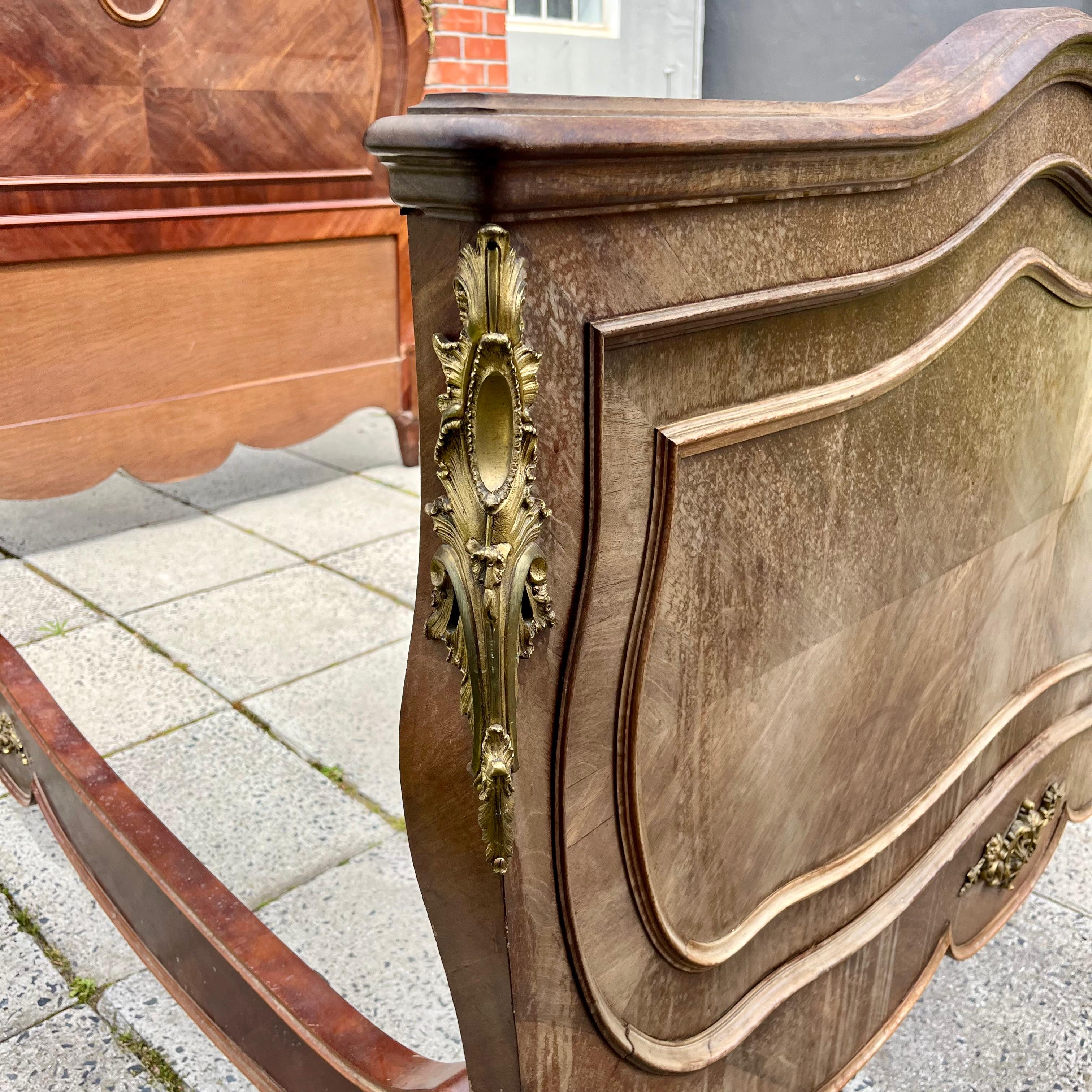 Antique Louis XV Style Bed with Gilt Accents - Queen Size, c. 1900 - SOLD