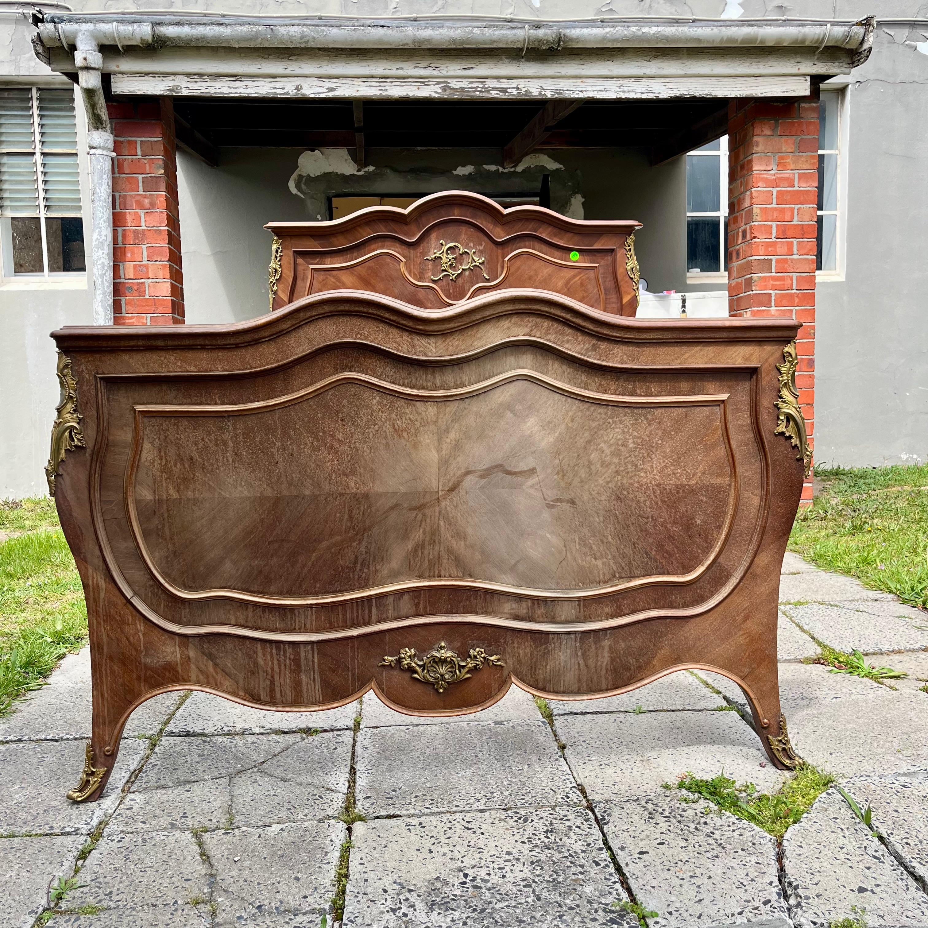 Antique Louis XV Style Bed with Gilt Accents - Queen Size, c. 1900 - SOLD