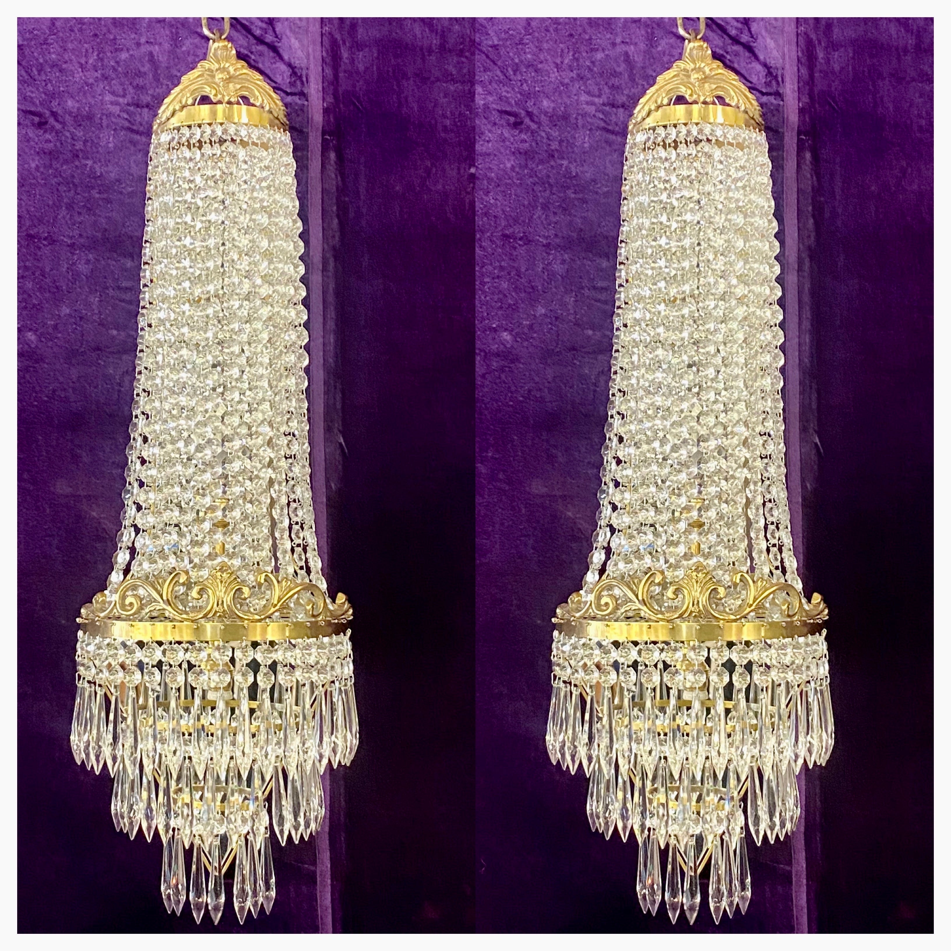 Delos Custom Made Brass & Crystal Neoclassical Sconces