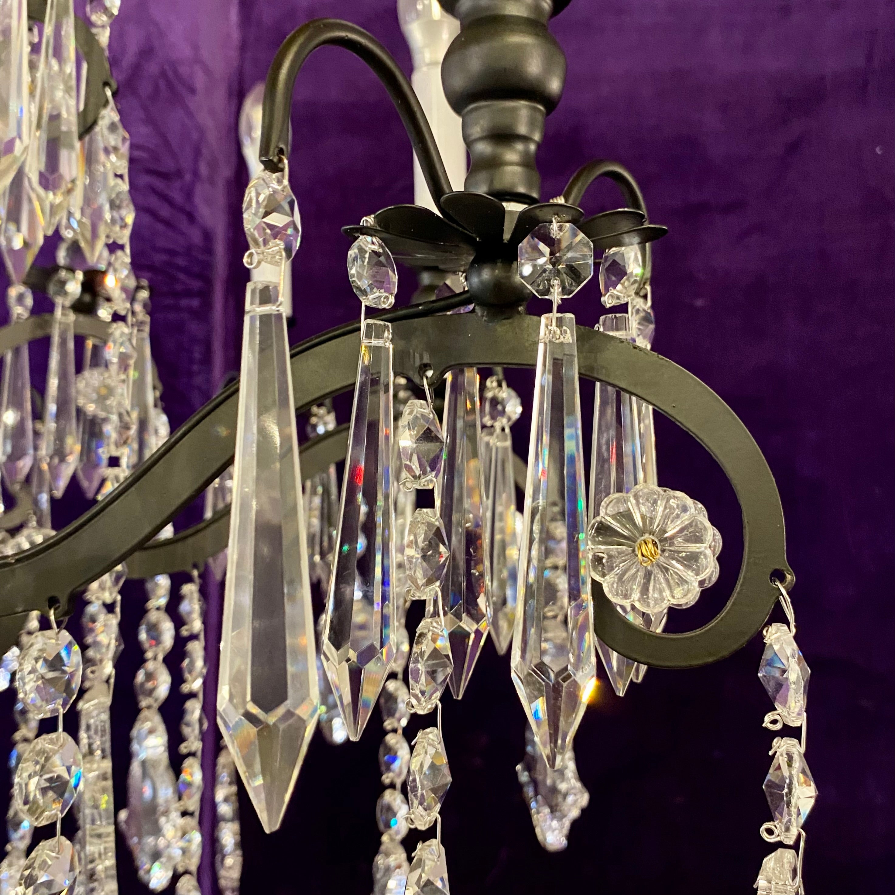 Extremely Large Matte Black Crystal Chandelier - SOLD