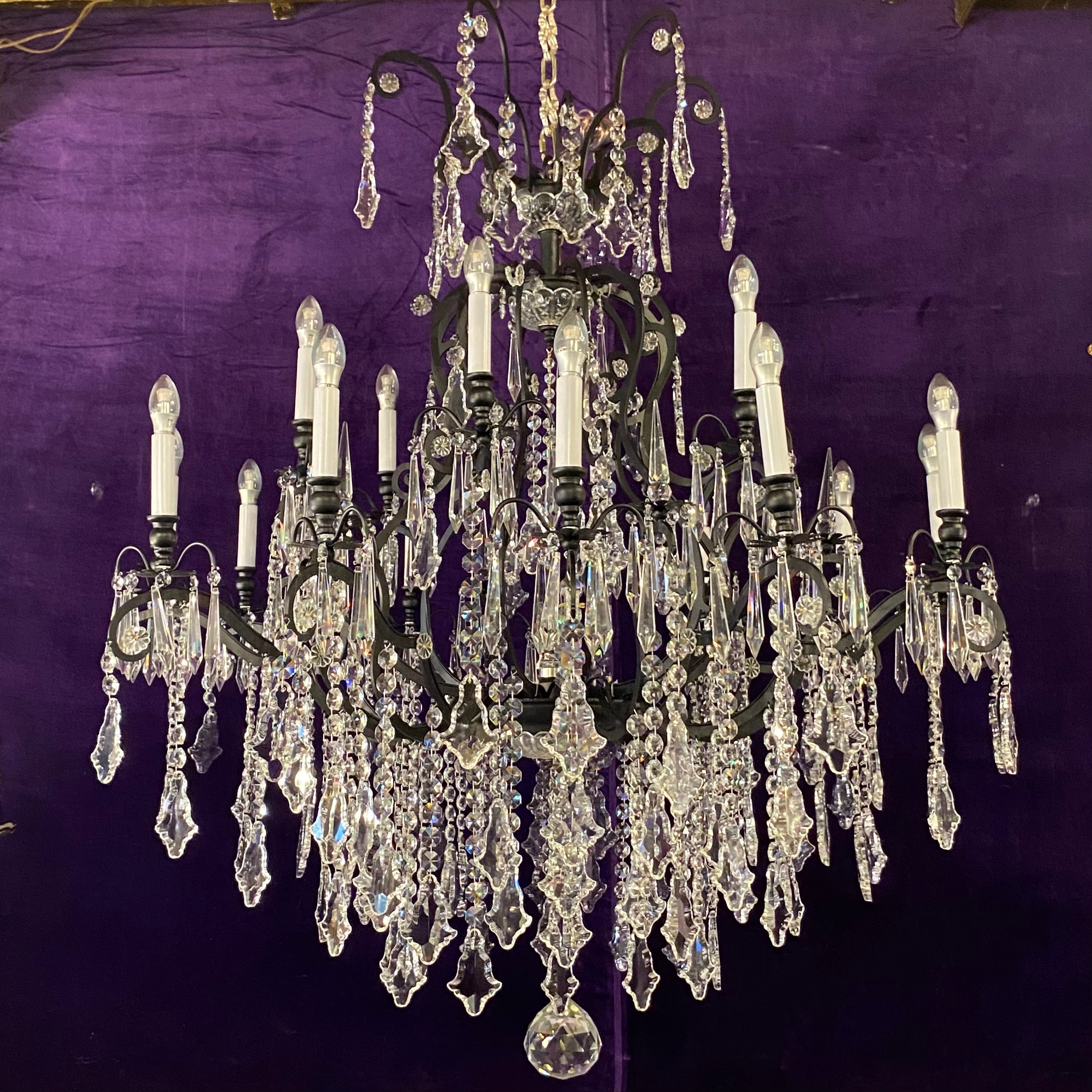 Extremely Large Matte Black Crystal Chandelier - SOLD