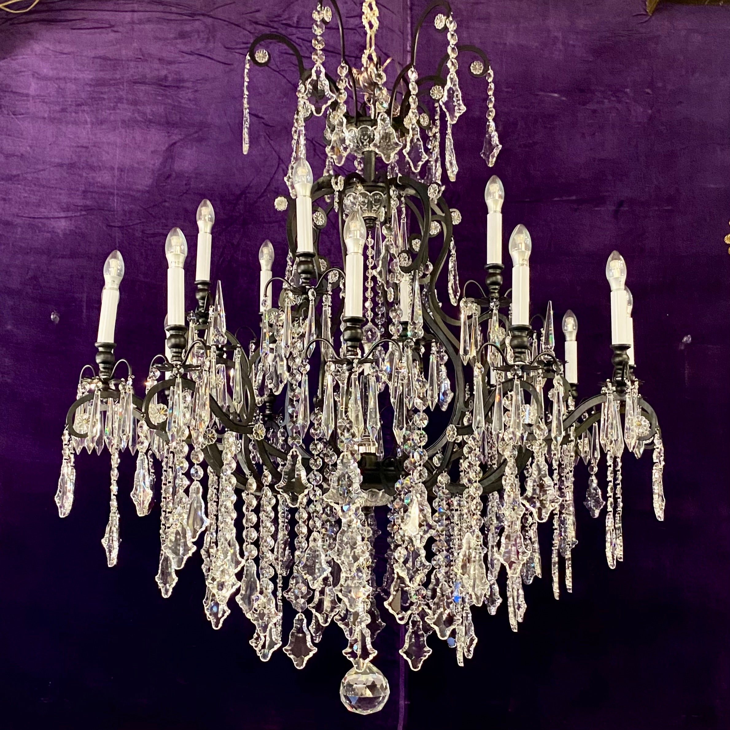 Extremely Large Matte Black Crystal Chandelier - SOLD