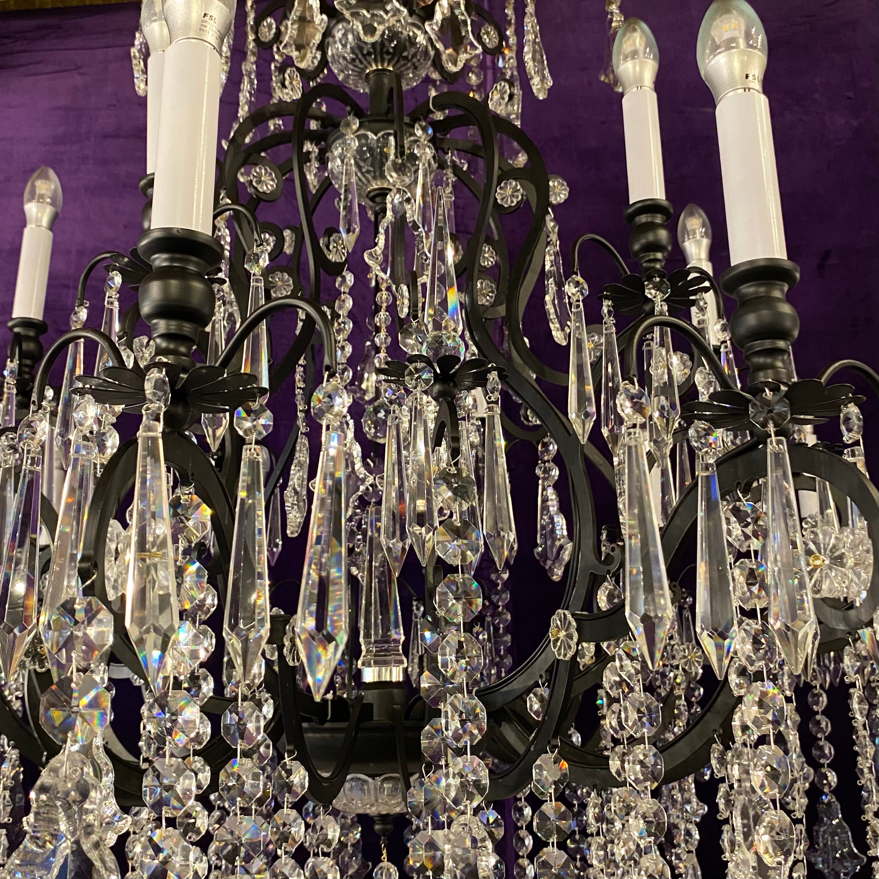 Extremely Large Matte Black Crystal Chandelier - SOLD