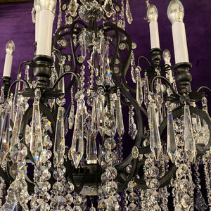 Extremely Large Matte Black Crystal Chandelier - SOLD