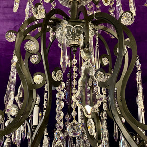 Extremely Large Matte Black Crystal Chandelier - SOLD