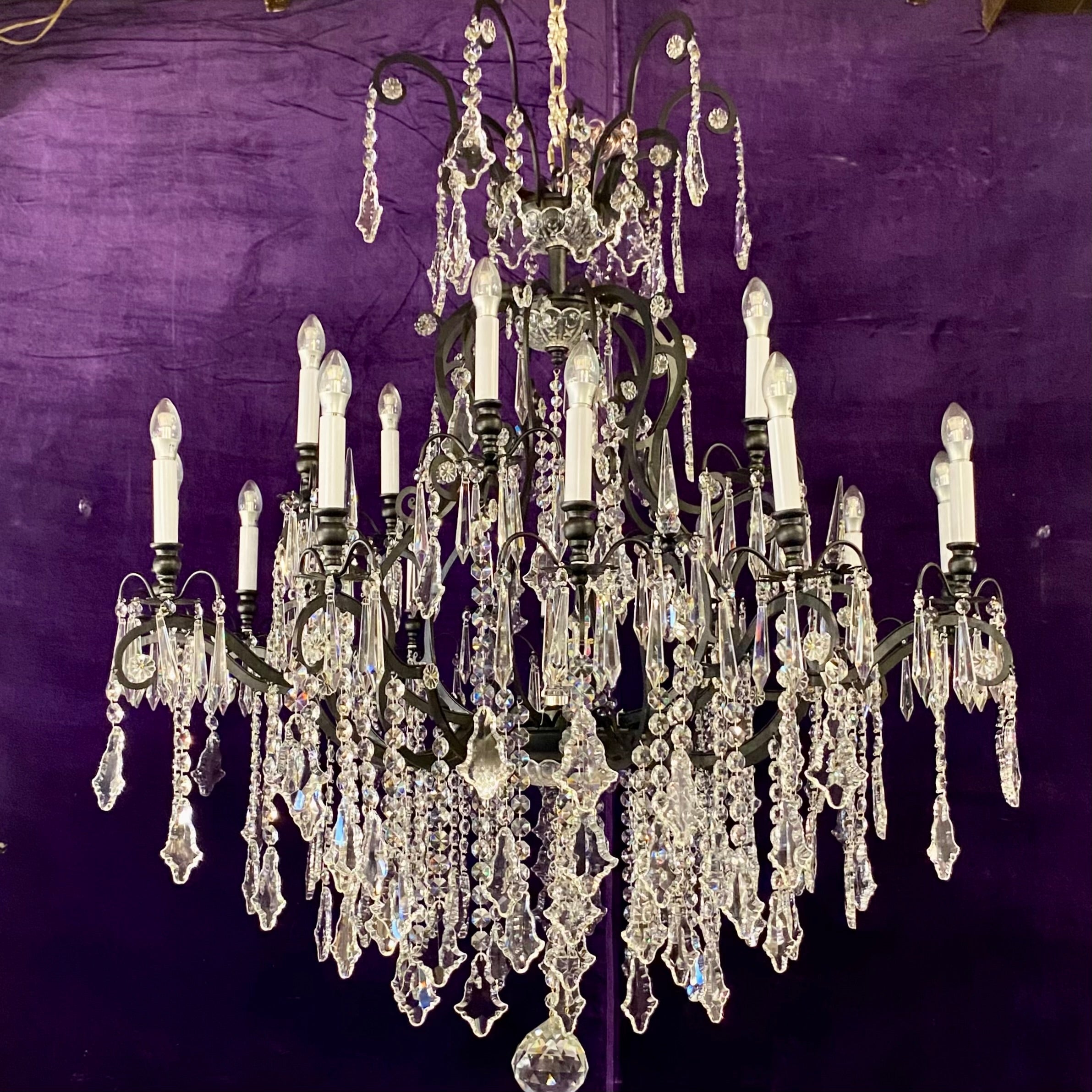 Extremely Large Matte Black Crystal Chandelier - SOLD