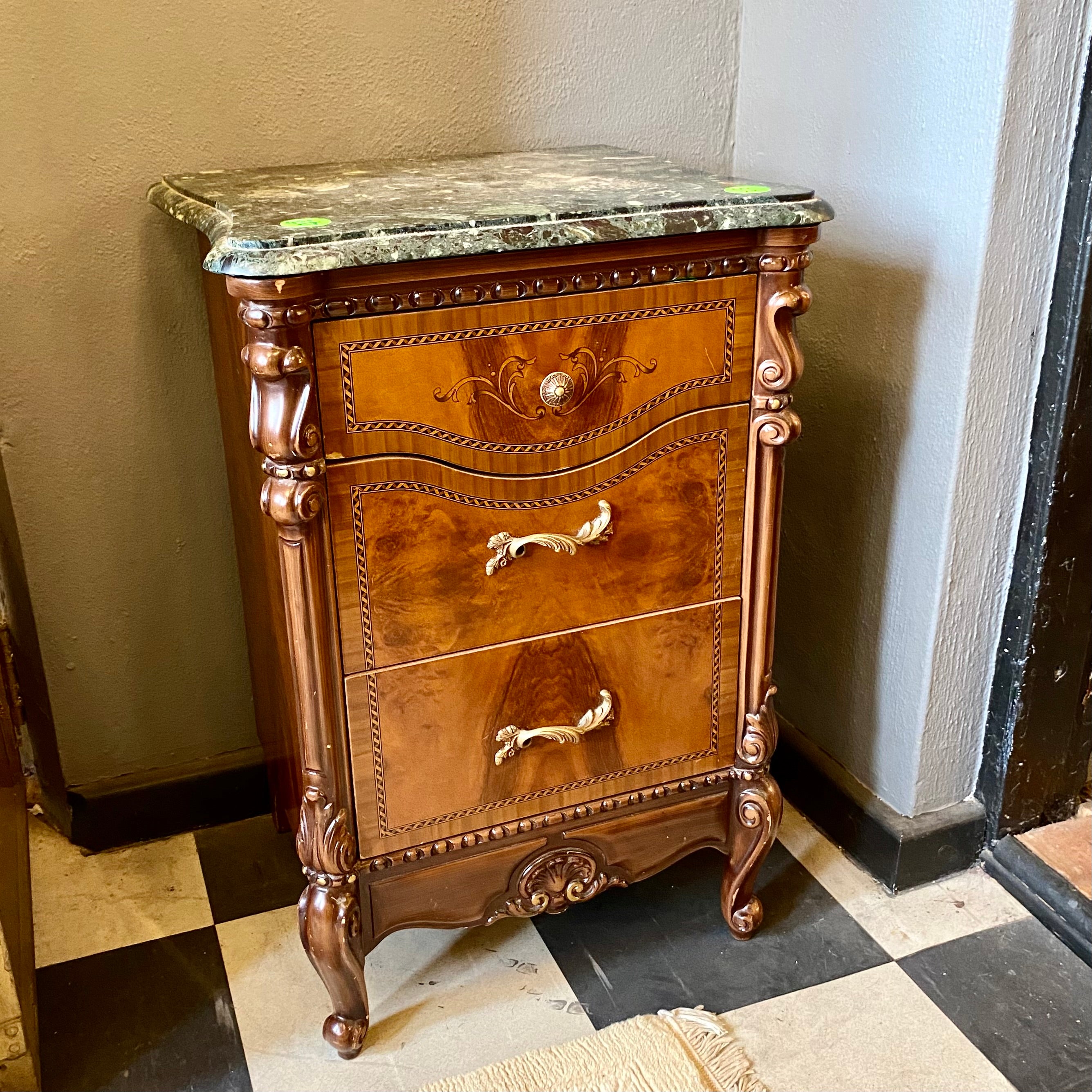 Pair of Bedside Pedestals with Marble Top - SOLD