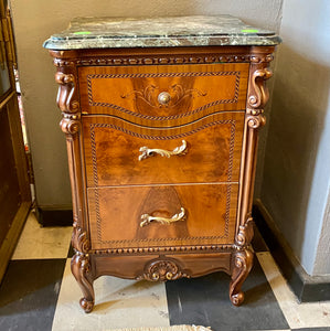 Pair of Bedside Pedestals with Marble Top - SOLD