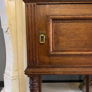 Antique French Oak Bedside Pedestal with White Marble - SOLD