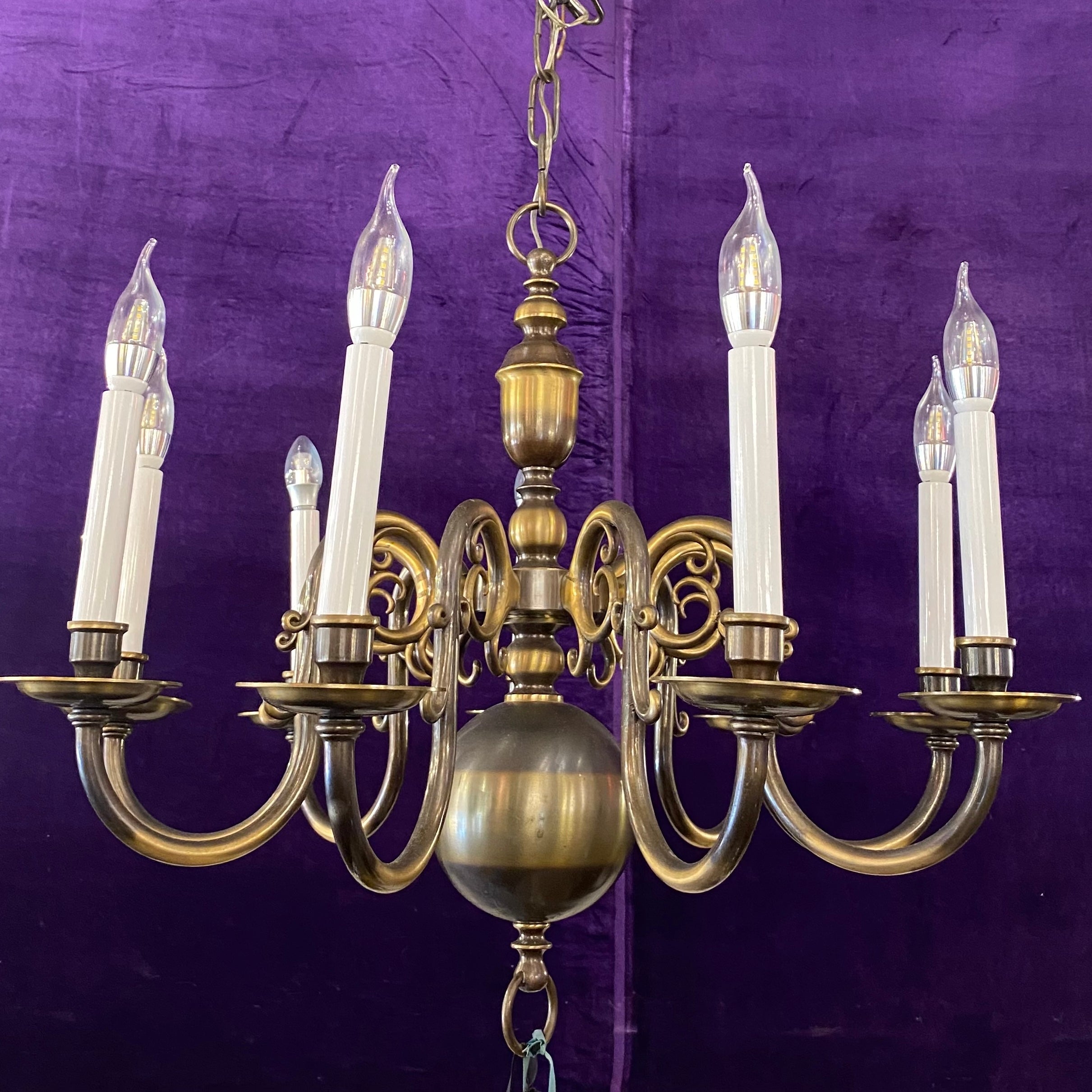 Classic Antique Aged Brass Flemish Chandelier - SOLD