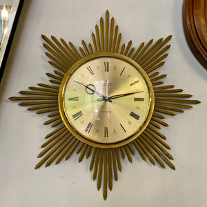Vintage Sun Burst Brass Clock