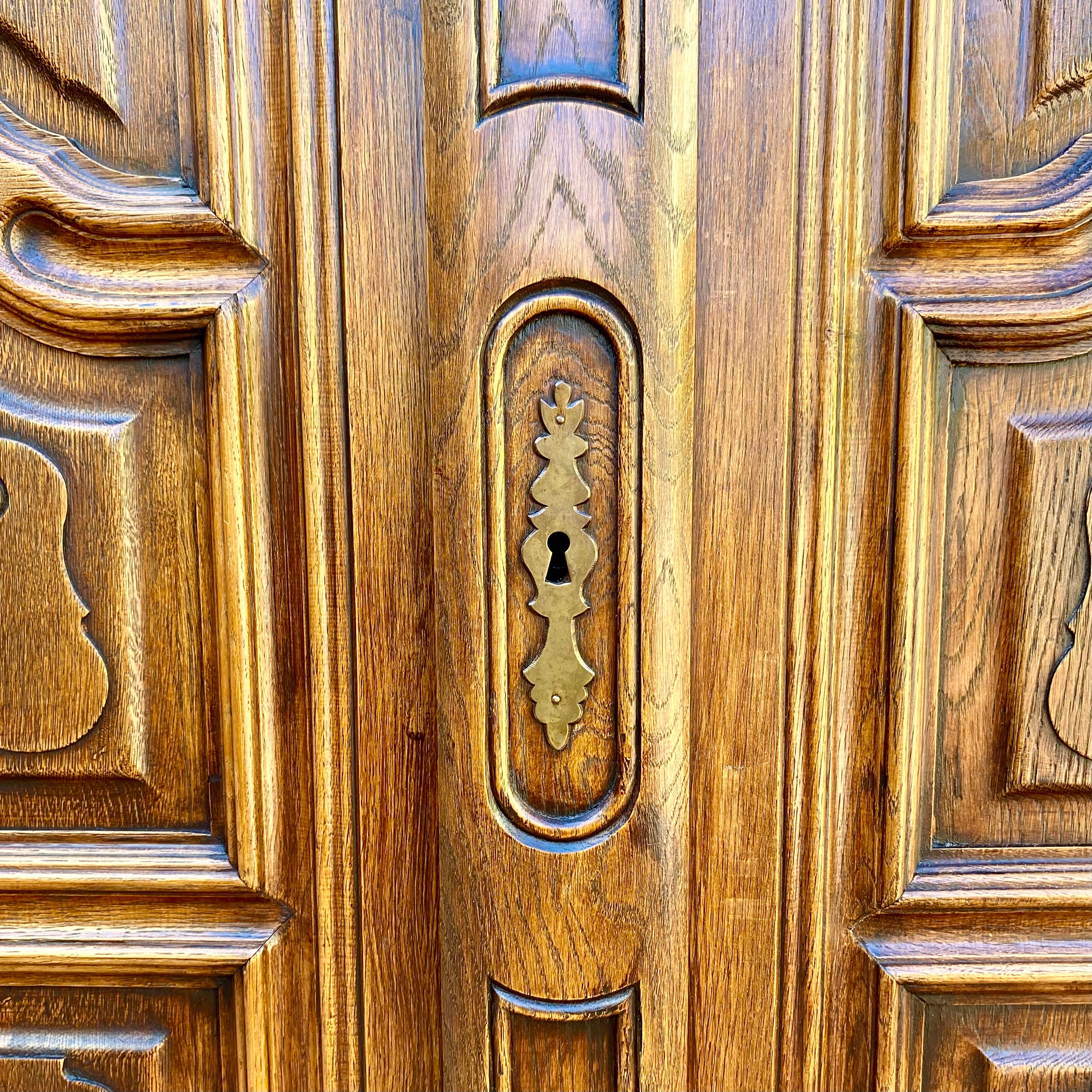 Antique Walnut Armoire with Intricate Carved Details - SOLD