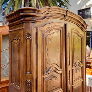 Antique Walnut Armoire with Intricate Carved Details - SOLD