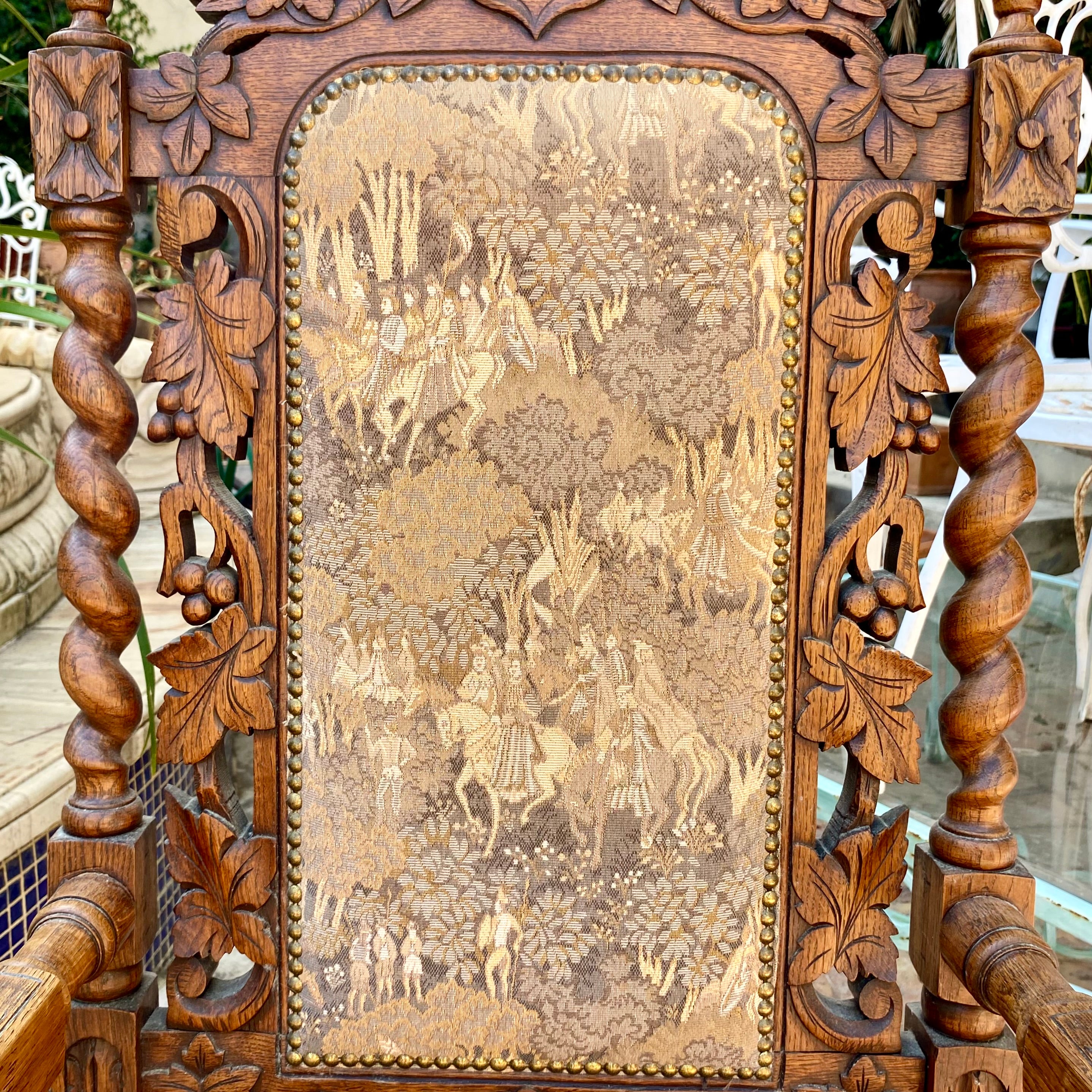 Antique Barley Twisted Oak Armchair