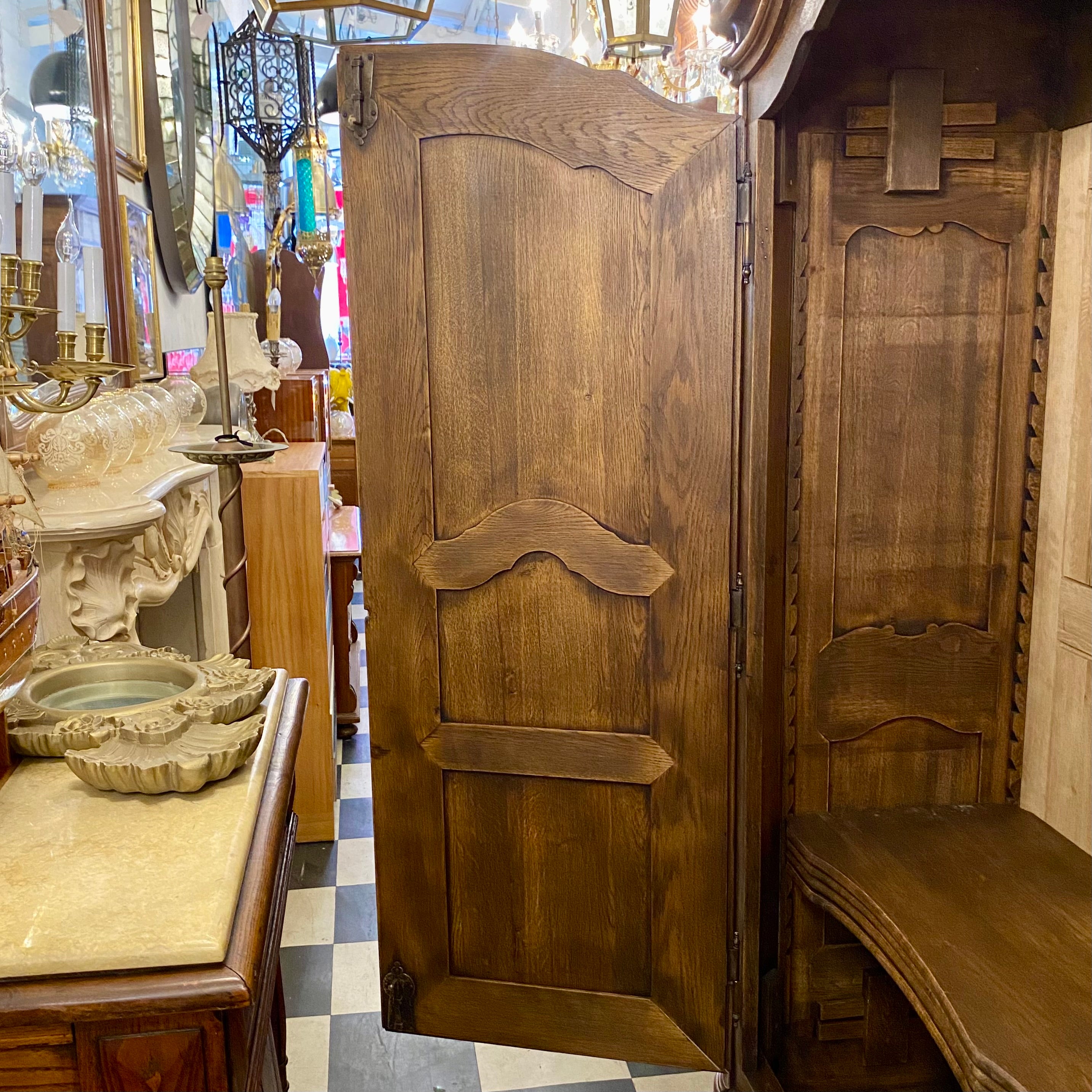 Antique Walnut Armoire with Intricate Carved Details - SOLD