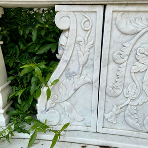 Gorgeous Hand Carved White Marble Bench - SOLD