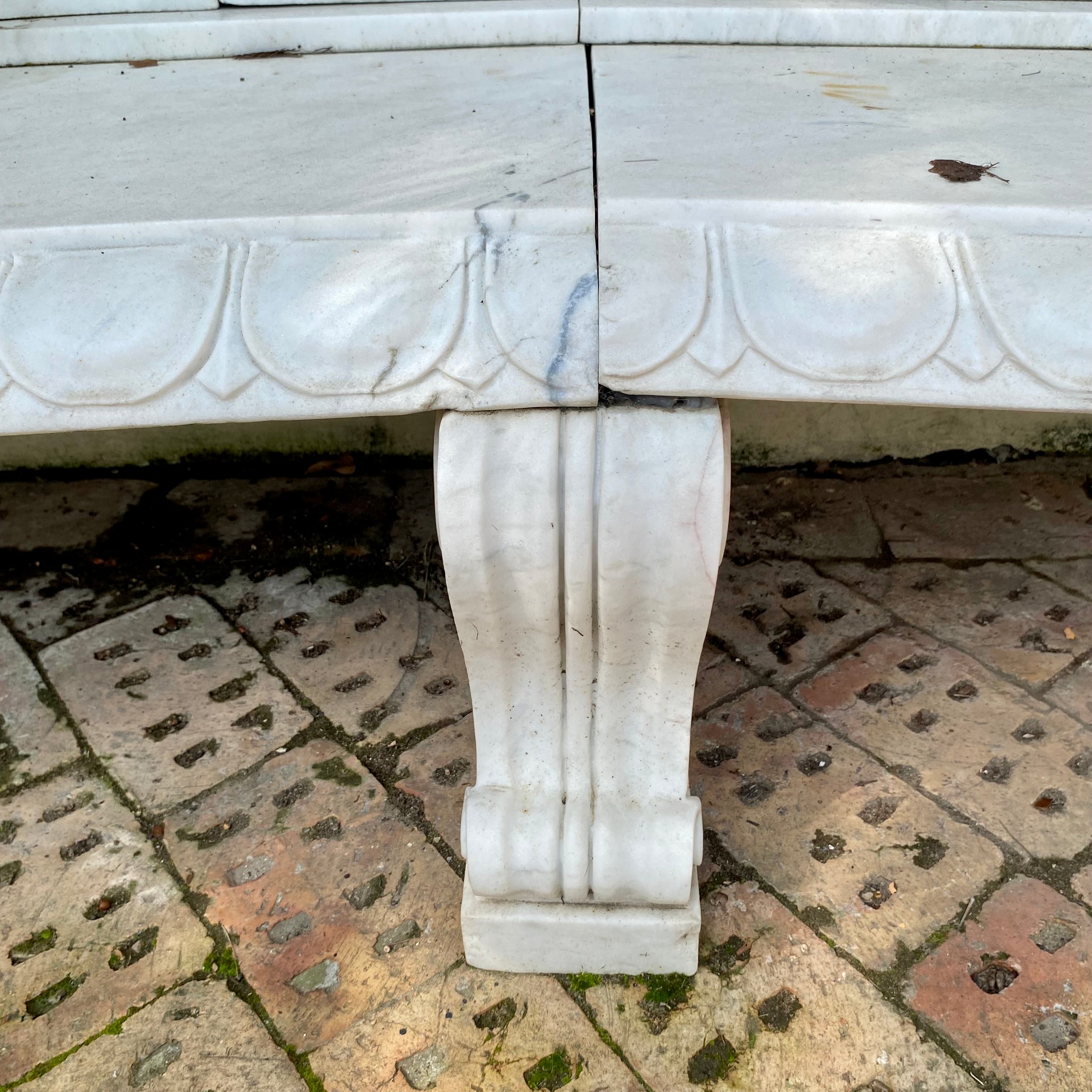 Gorgeous Hand Carved White Marble Bench - SOLD