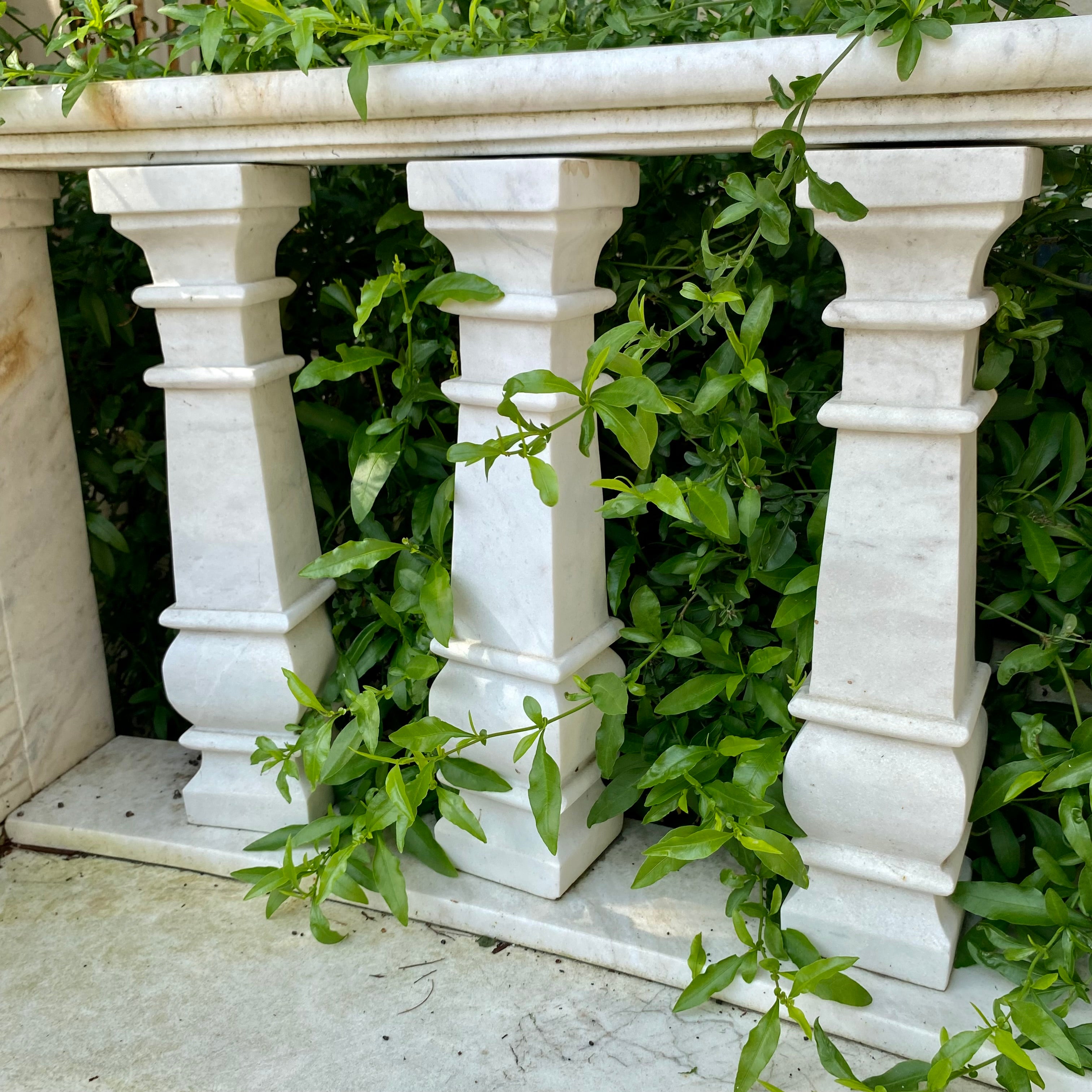 Gorgeous Hand Carved White Marble Bench - SOLD