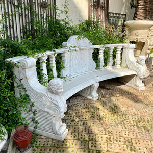 Gorgeous Hand Carved White Marble Bench - SOLD