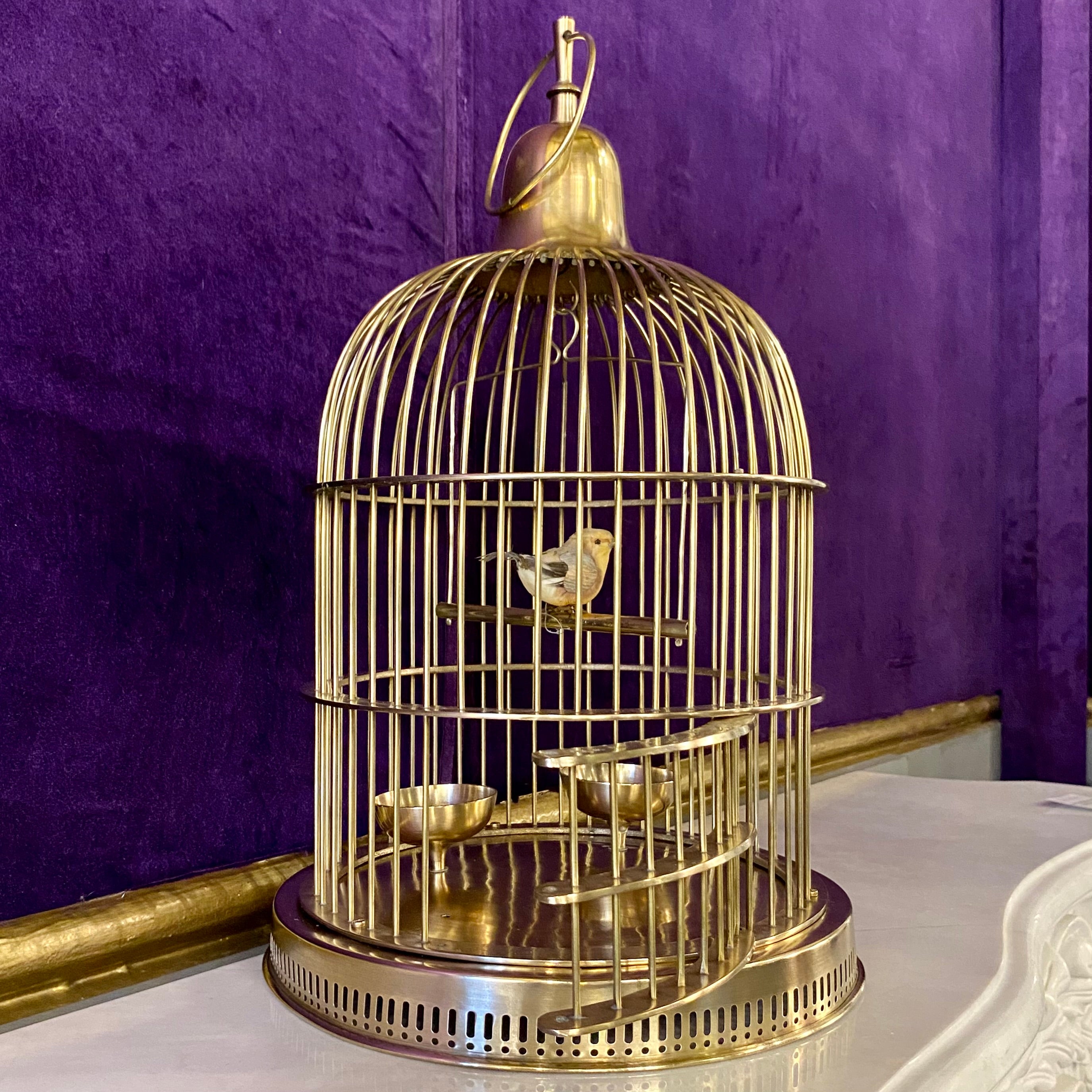 Vintage Polished Brass Bird Cage - SOLD