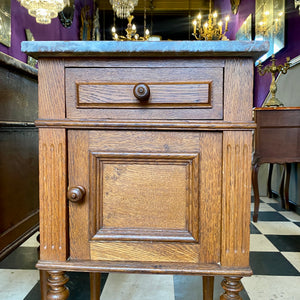 Antique French Oak Pedestals with Marble Tops - SOLD