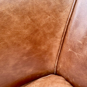 Vintage Leather Sofa with Bun Feet - SOLD