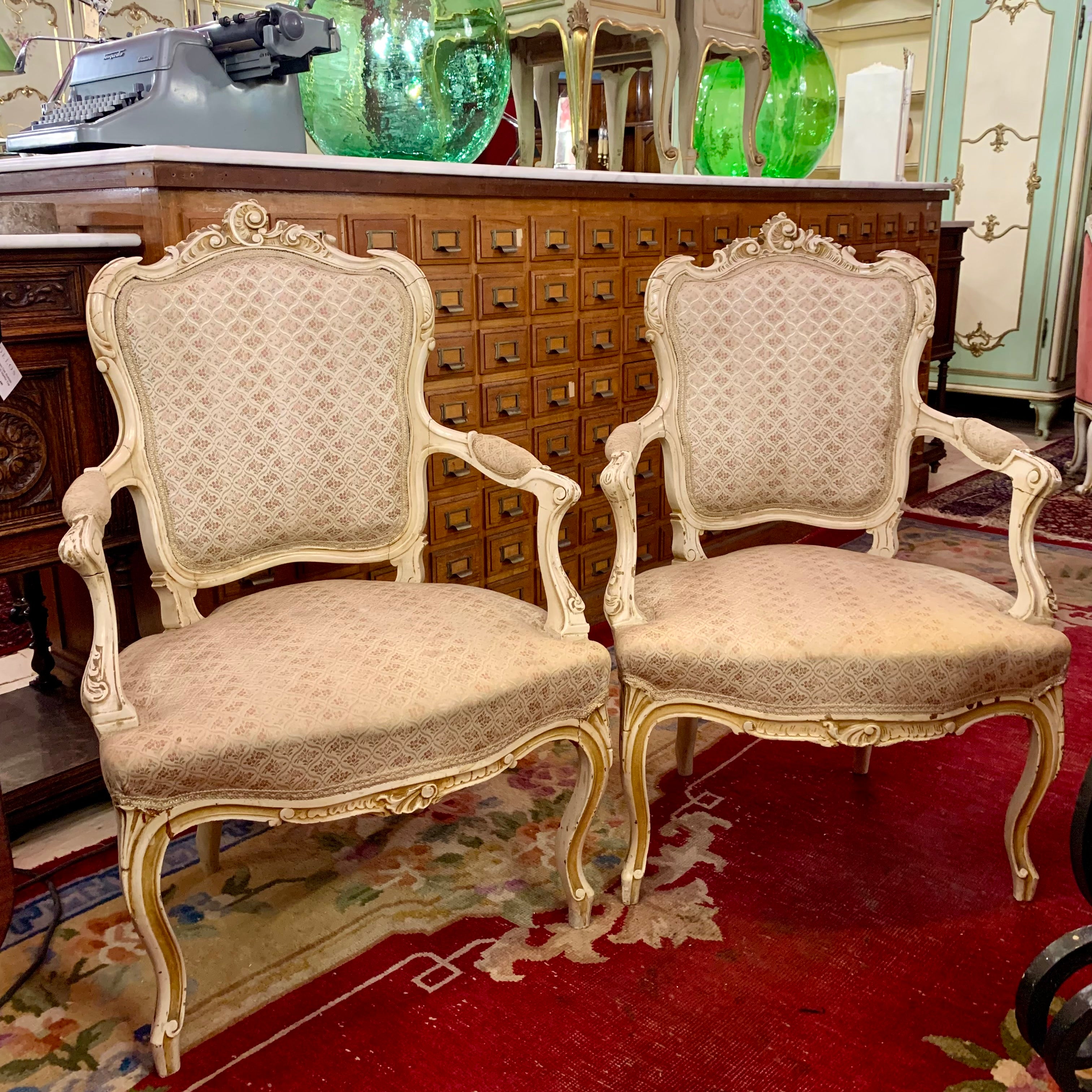 Luxurious Cream and Gilt Gold Salon Chairs