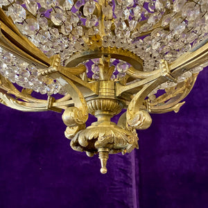 Antique Neoclassical Chandelier with Original Crystals