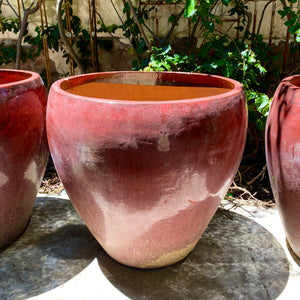 Burgundy Red Glazed Terracotta Pots - SOLD