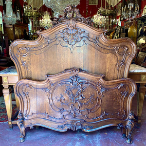 Magnificent Antique French Oak Bed - Queen - SOLD