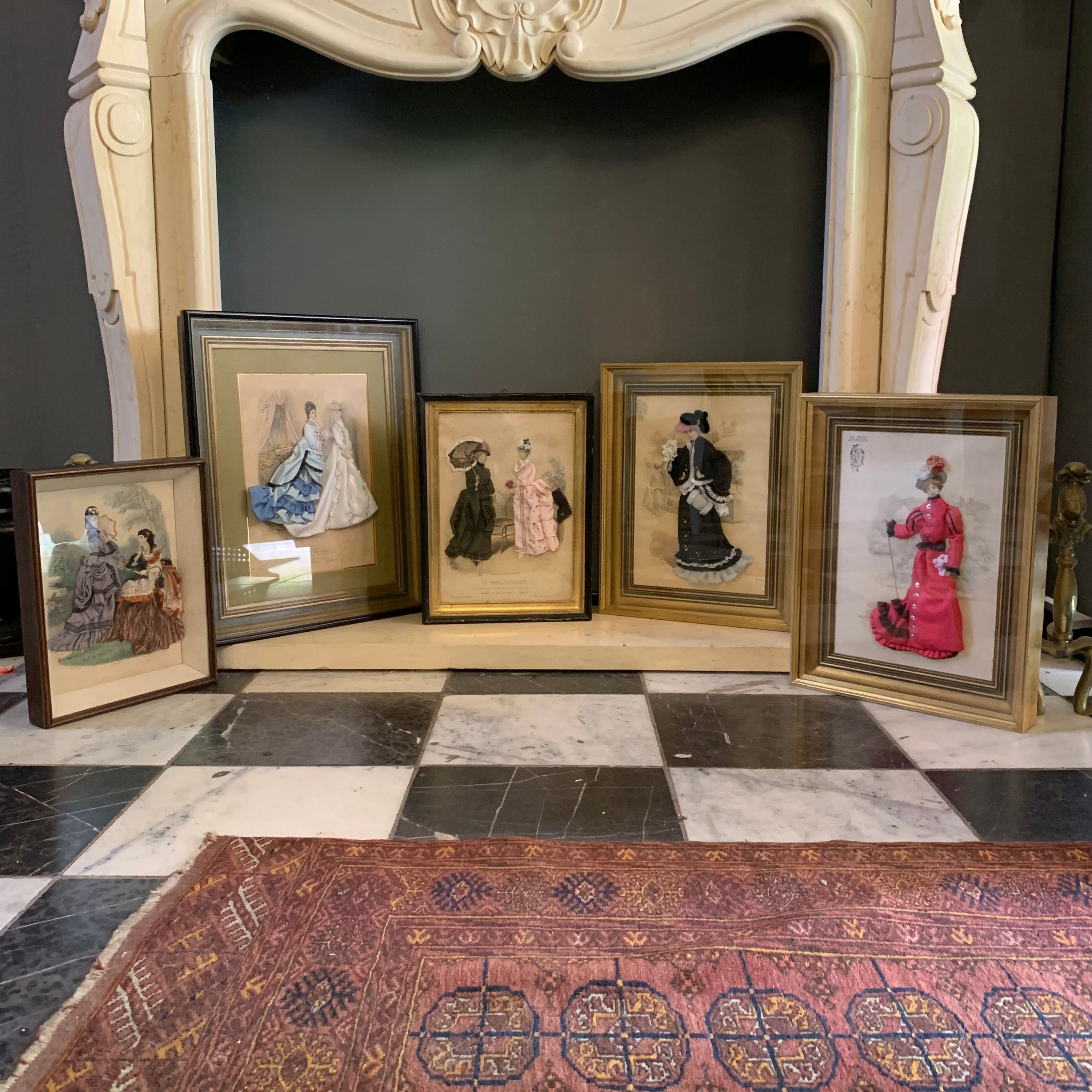 Vintage Framed Victorian Fashion Artworks