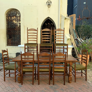 Antique Oak Dining Table with Chairs