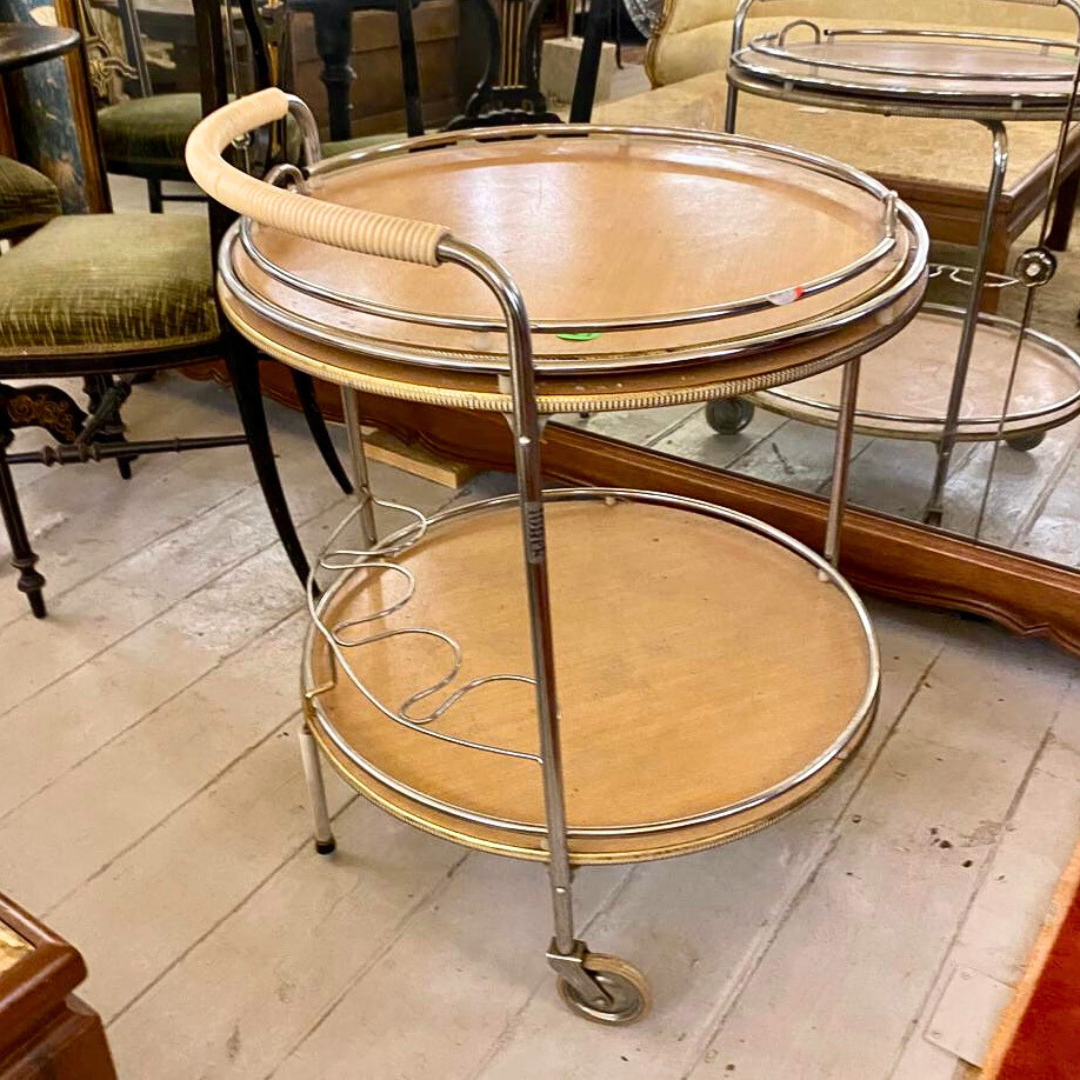 Vintage 1960's Chrome Drinks Trolley with Trays - SOLD