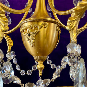 Beautiful Gilt Metal and Crystal Chandelier