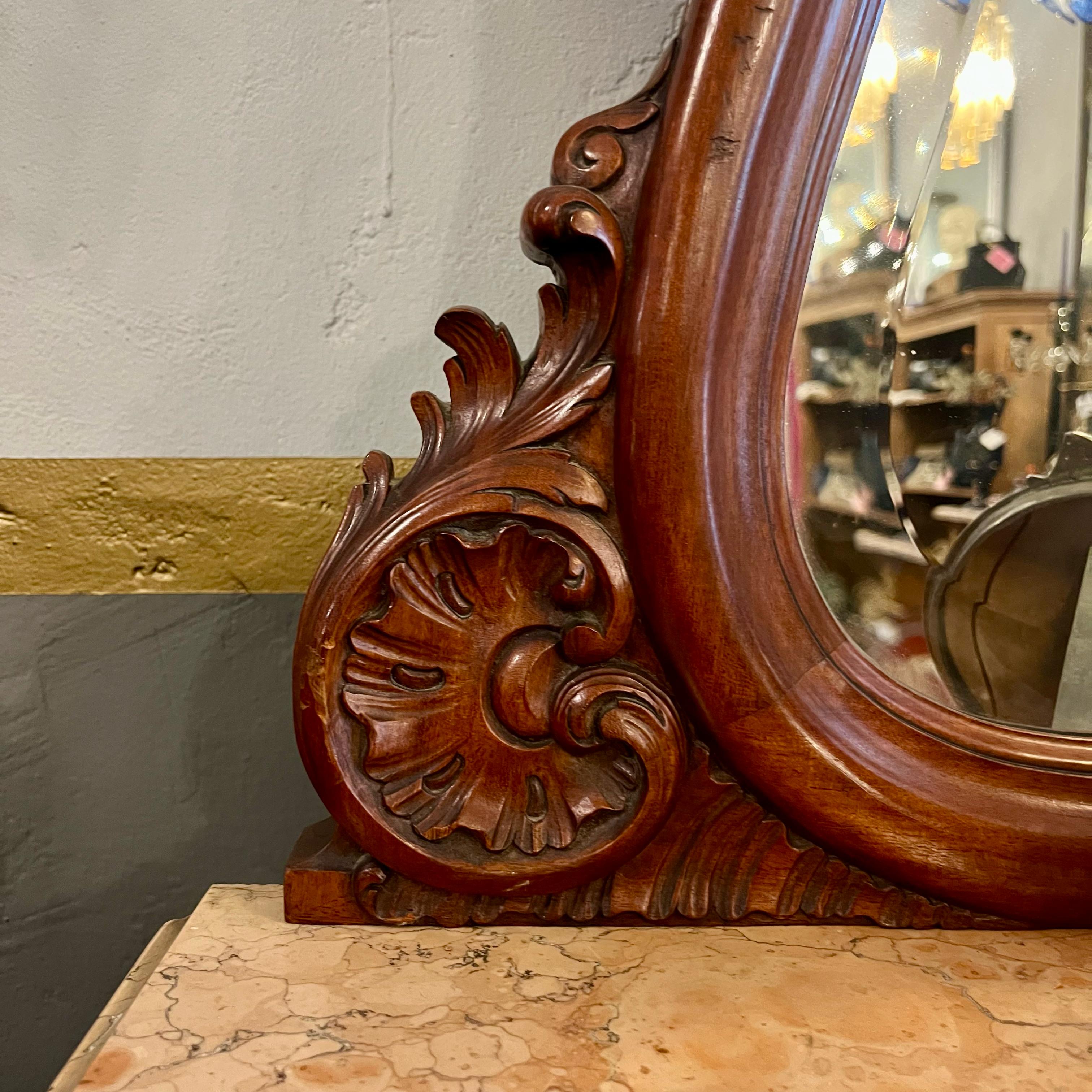 Antique Wash Table with Mottled Orange Marble Top