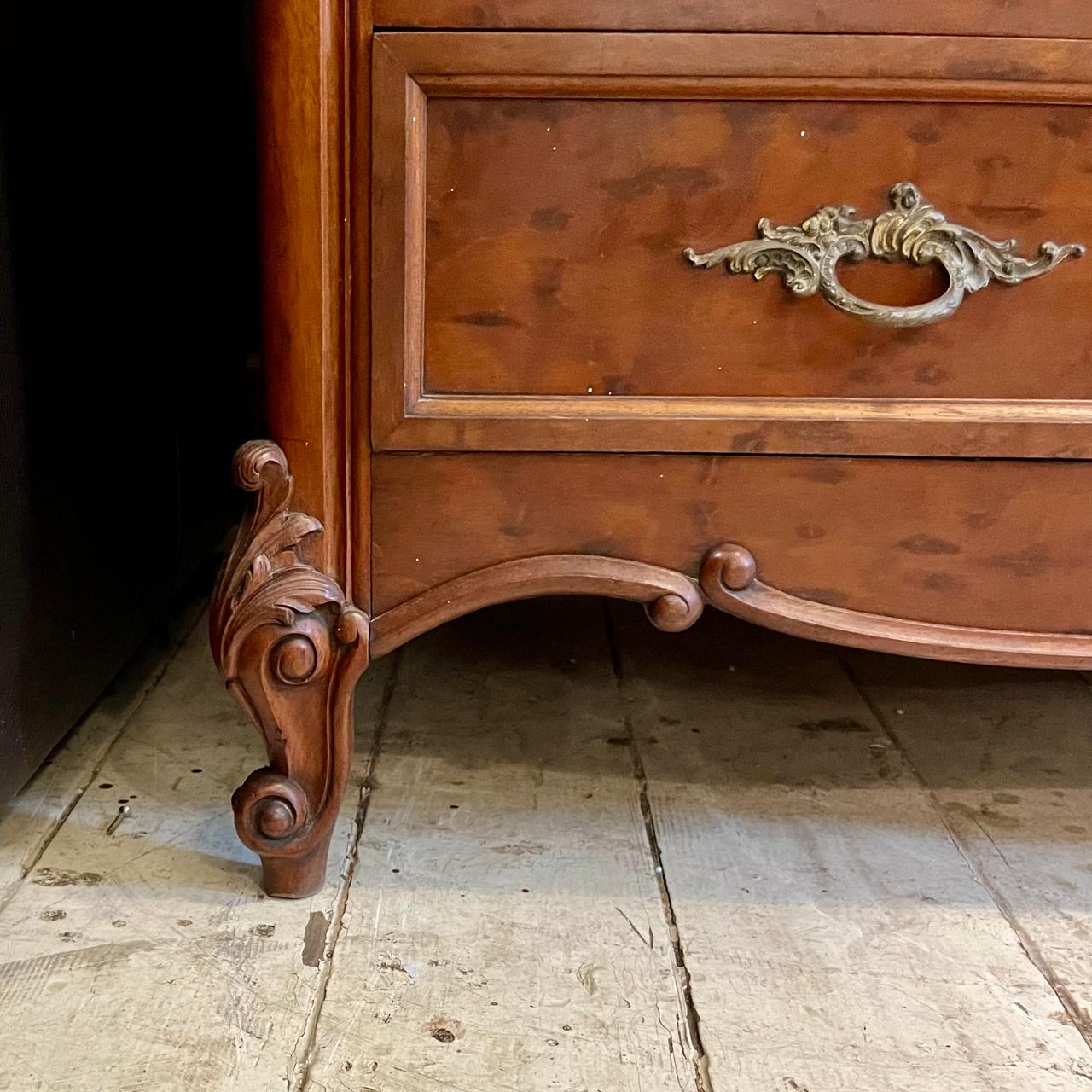 Antique Wash Table with Mottled Orange Marble Top