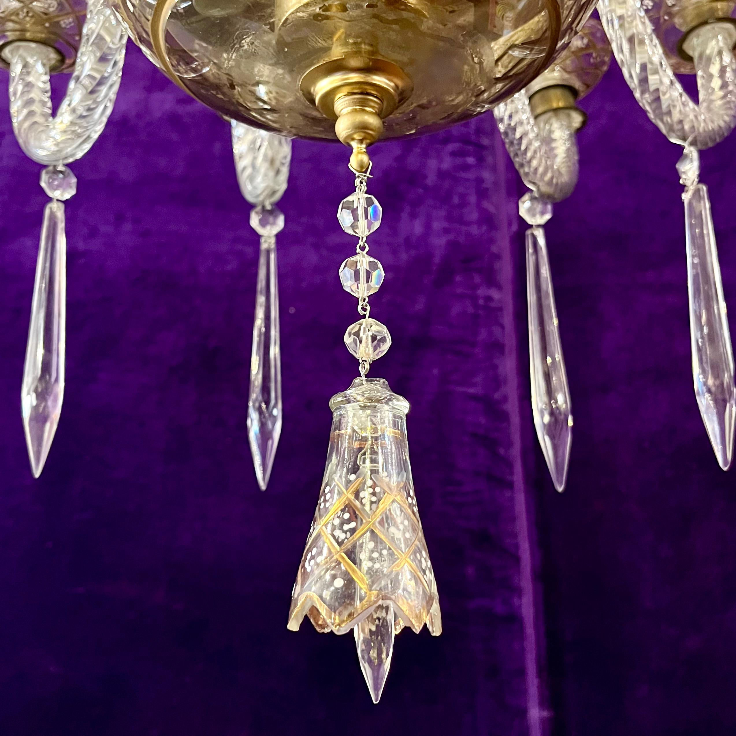 Rare Twelve-Arm Venetian Glass Chandelier with Hand-Painted Detail, Late 19th Century