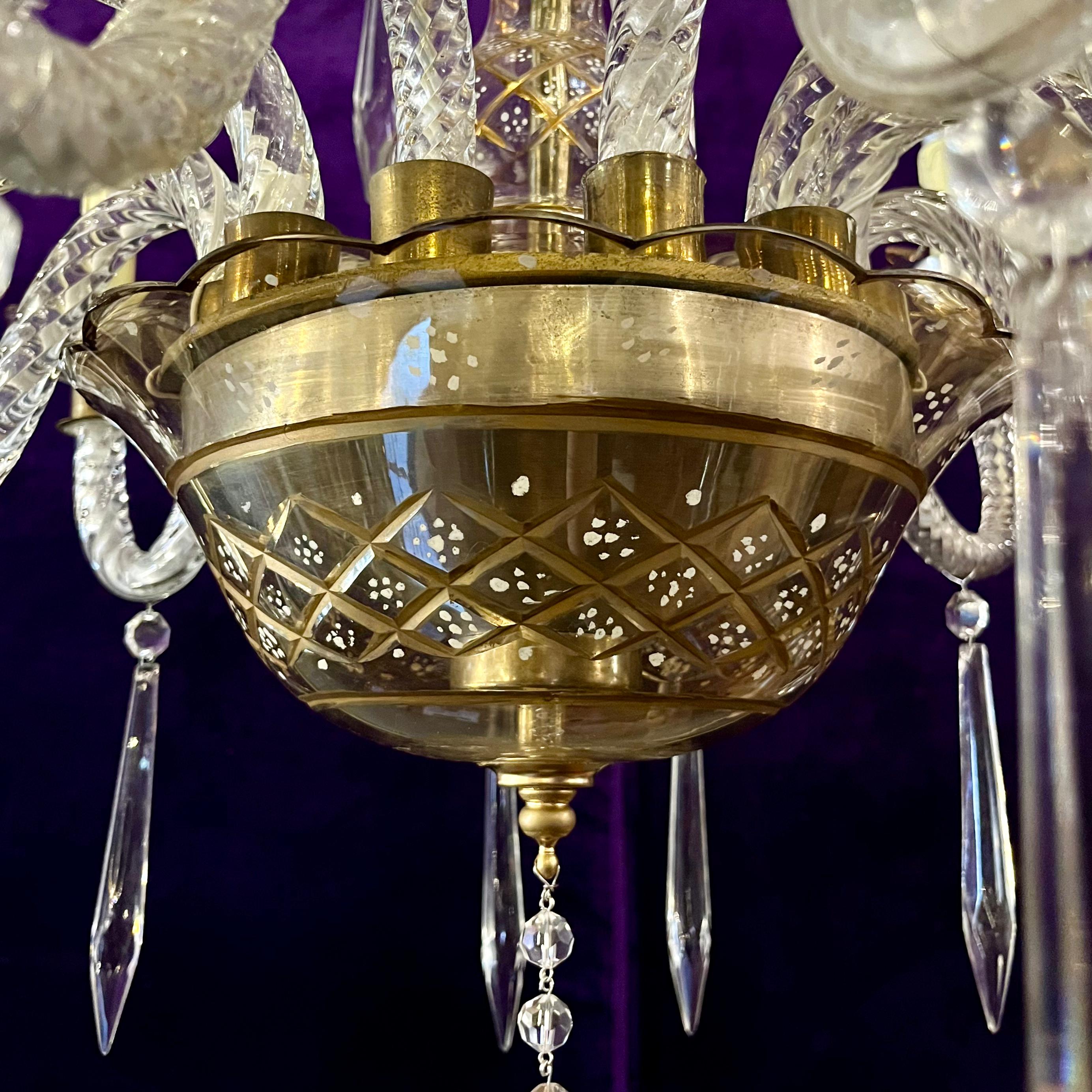 Rare Twelve-Arm Venetian Glass Chandelier with Hand-Painted Detail, Late 19th Century