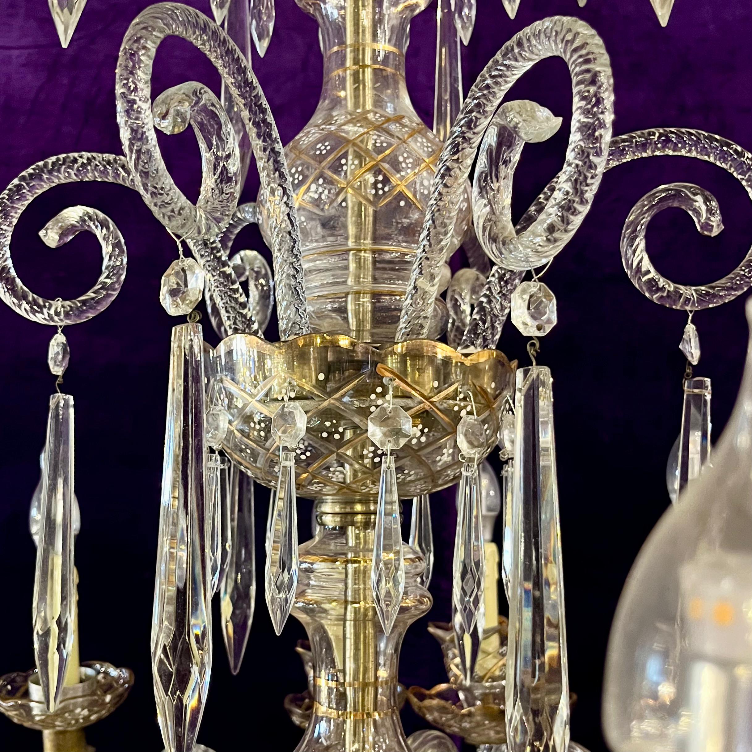 Rare Twelve-Arm Venetian Glass Chandelier with Hand-Painted Detail, Late 19th Century