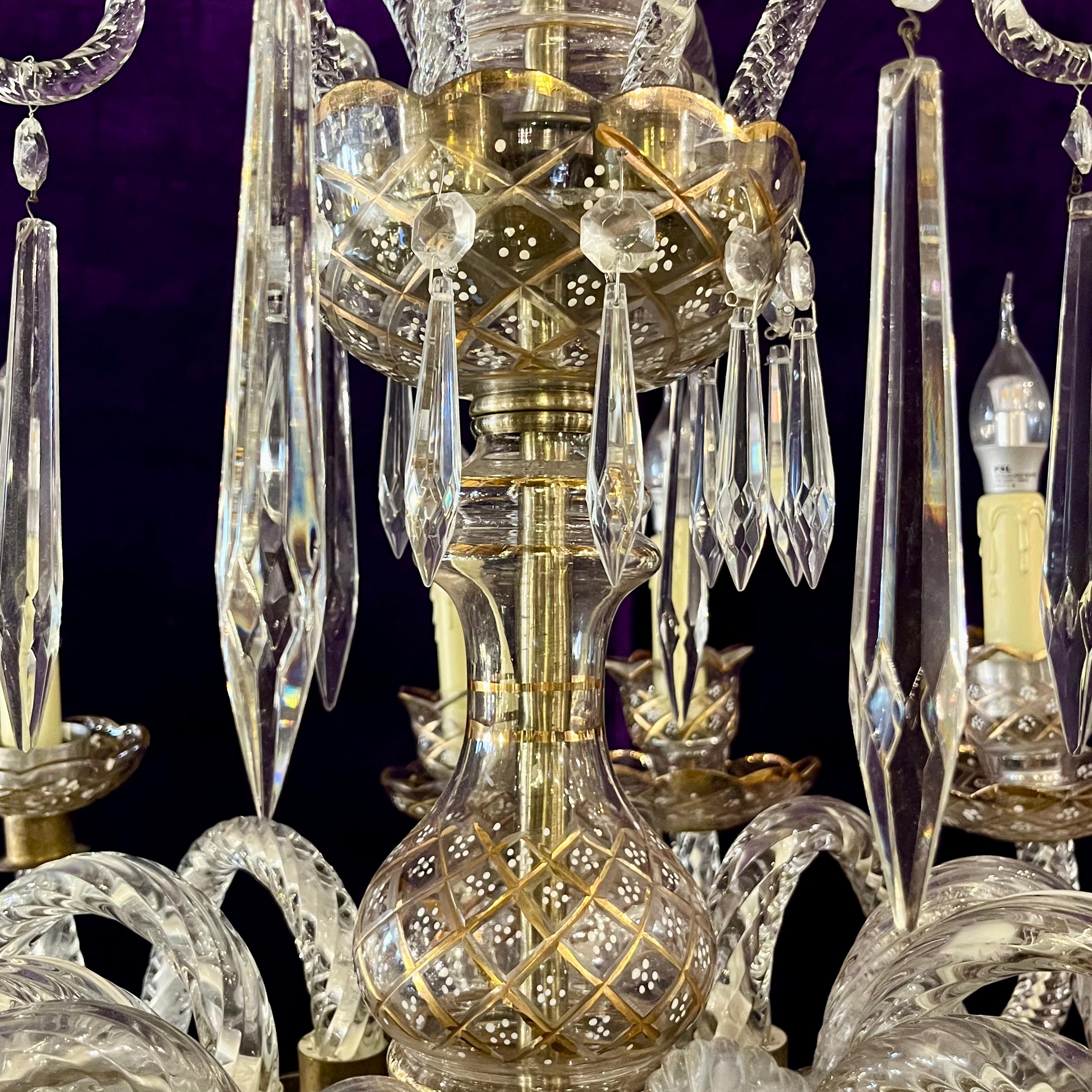 Rare Twelve-Arm Venetian Glass Chandelier with Hand-Painted Detail, Late 19th Century