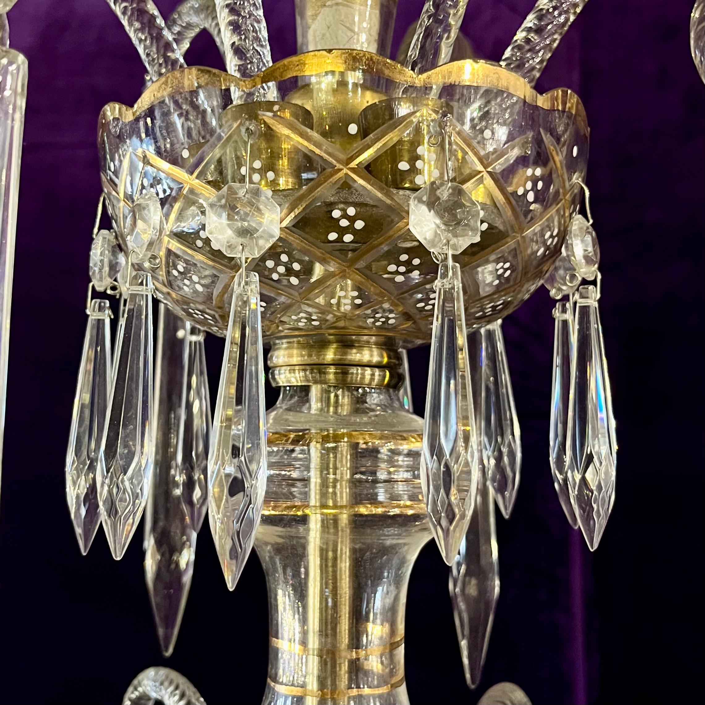 Rare Twelve-Arm Venetian Glass Chandelier with Hand-Painted Detail, Late 19th Century