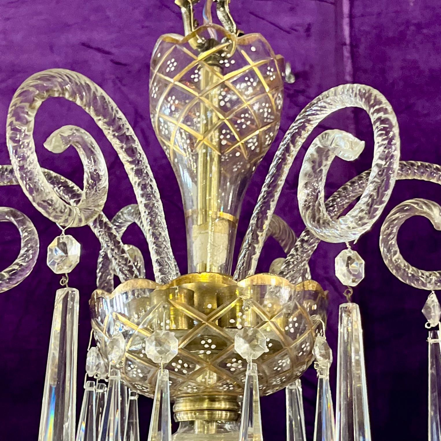 Rare Twelve-Arm Venetian Glass Chandelier with Hand-Painted Detail, Late 19th Century