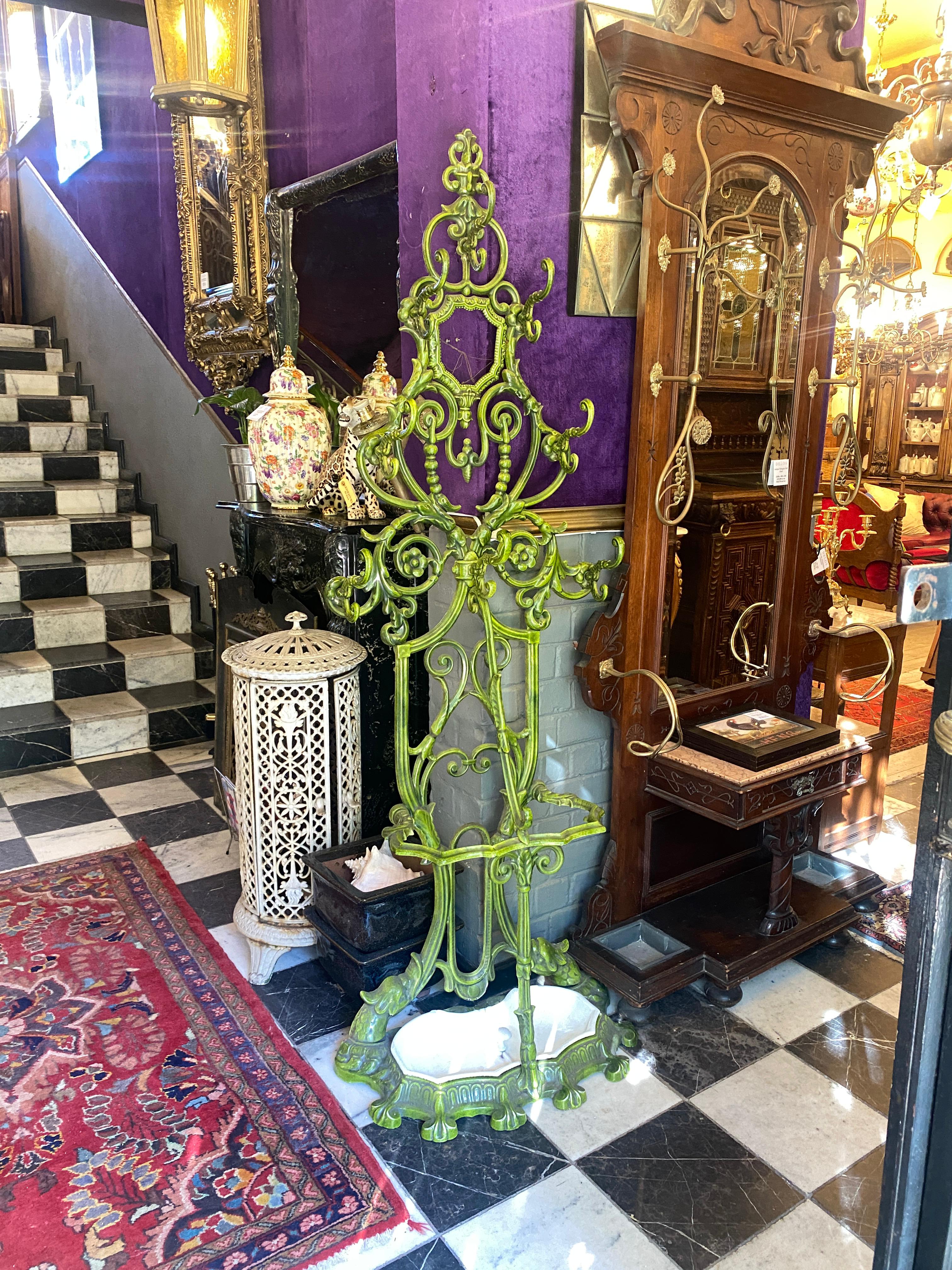 Incredible Art Nouveau Enameled Hall Stand